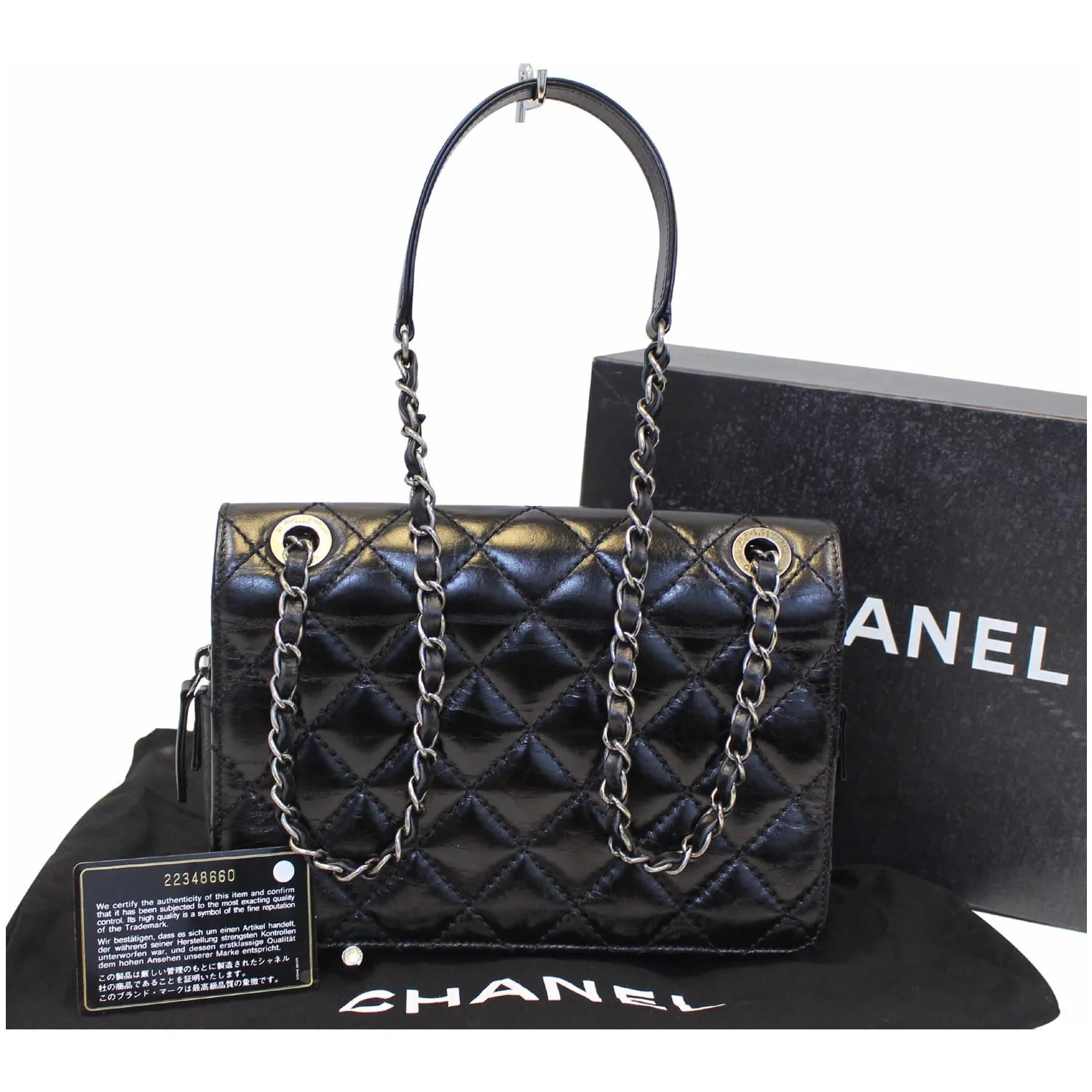 CHANEL CC Quilted Leather Flap Crossbody Bag Black