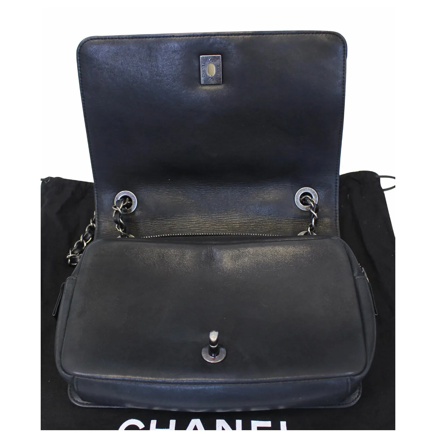 CHANEL CC Quilted Leather Flap Crossbody Bag Black