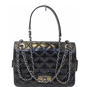 CHANEL CC Quilted Leather Flap Crossbody Bag Black