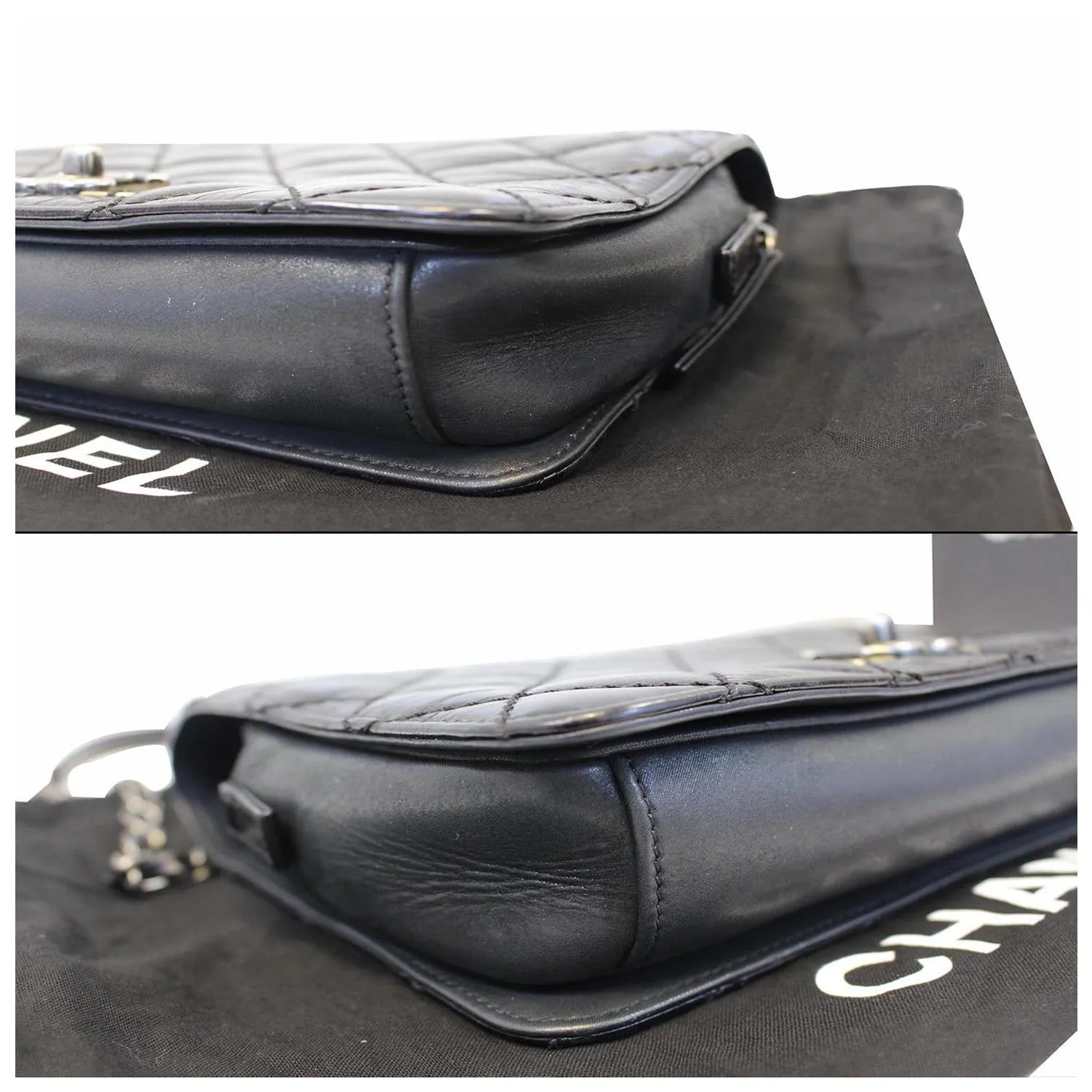 CHANEL CC Quilted Leather Flap Crossbody Bag Black