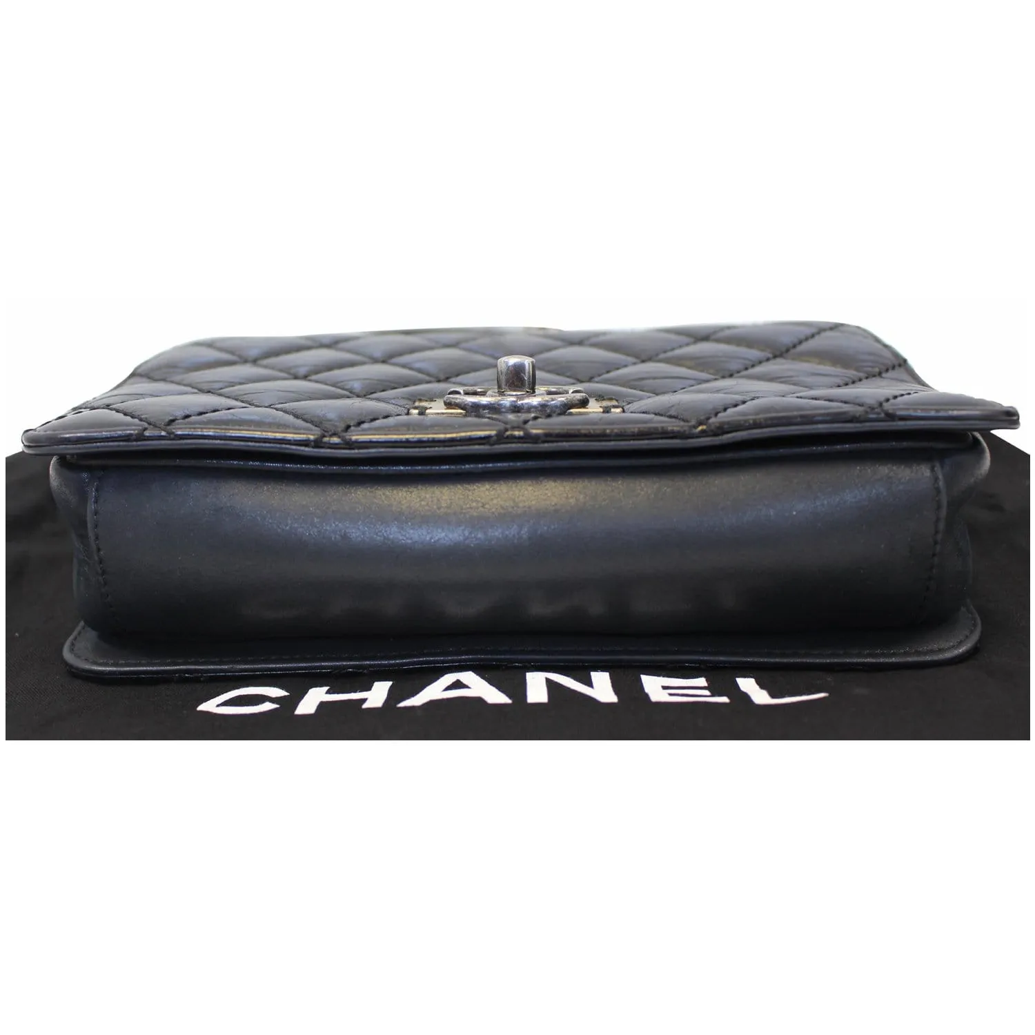 CHANEL CC Quilted Leather Flap Crossbody Bag Black