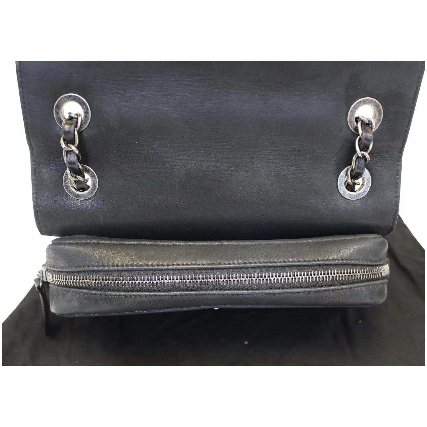 CHANEL CC Quilted Leather Flap Crossbody Bag Black