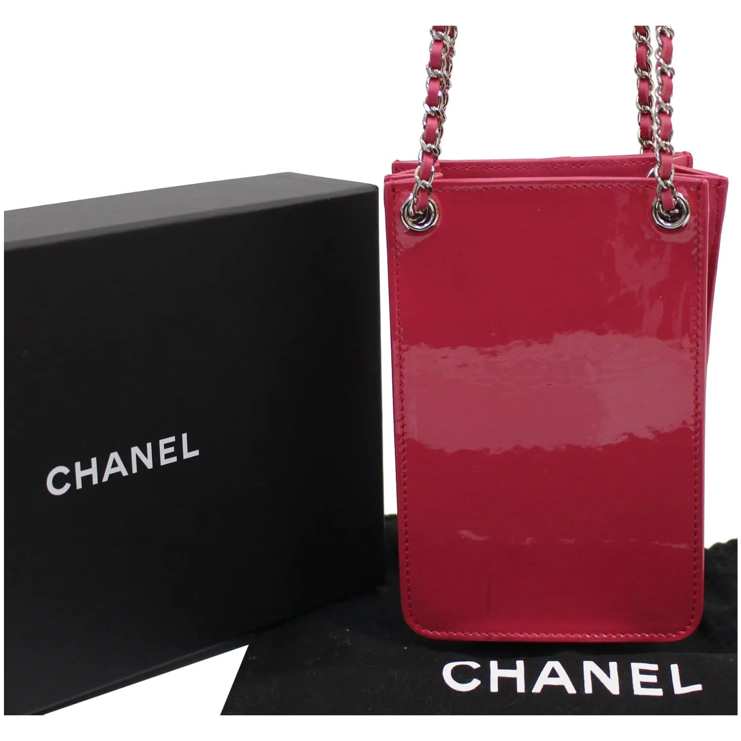 CHANEL O-Phone Holder Patent Leather Crossbody Bag Red - 15% OFF