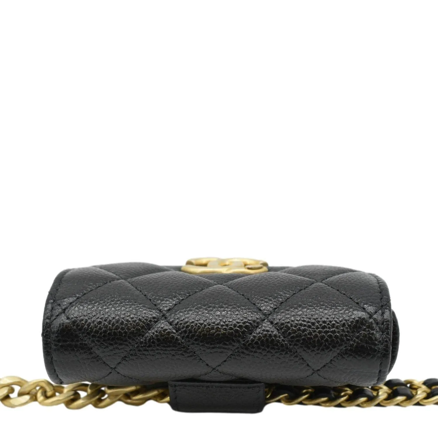 CHANEL Sweetheart CC Chain Quilted Caviar Leather Belt Bag Black