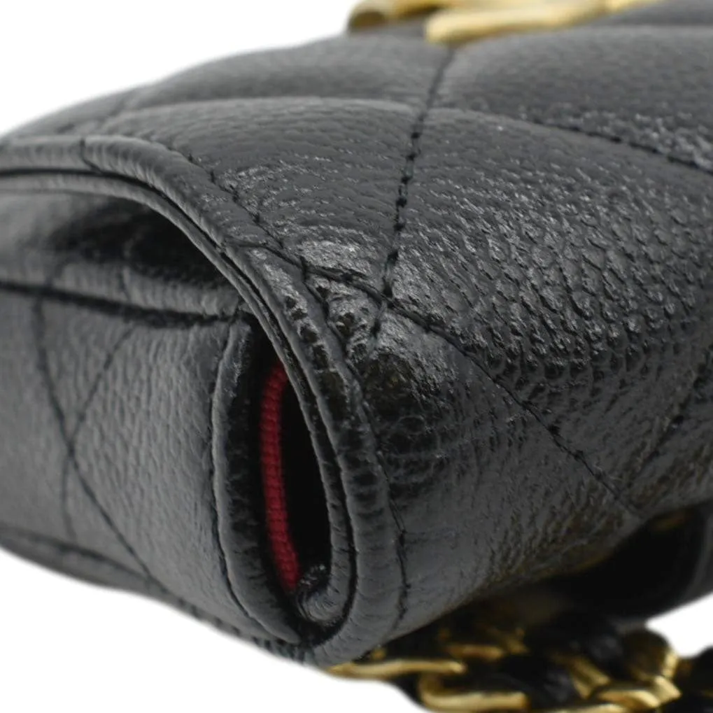 CHANEL Sweetheart CC Chain Quilted Caviar Leather Belt Bag Black