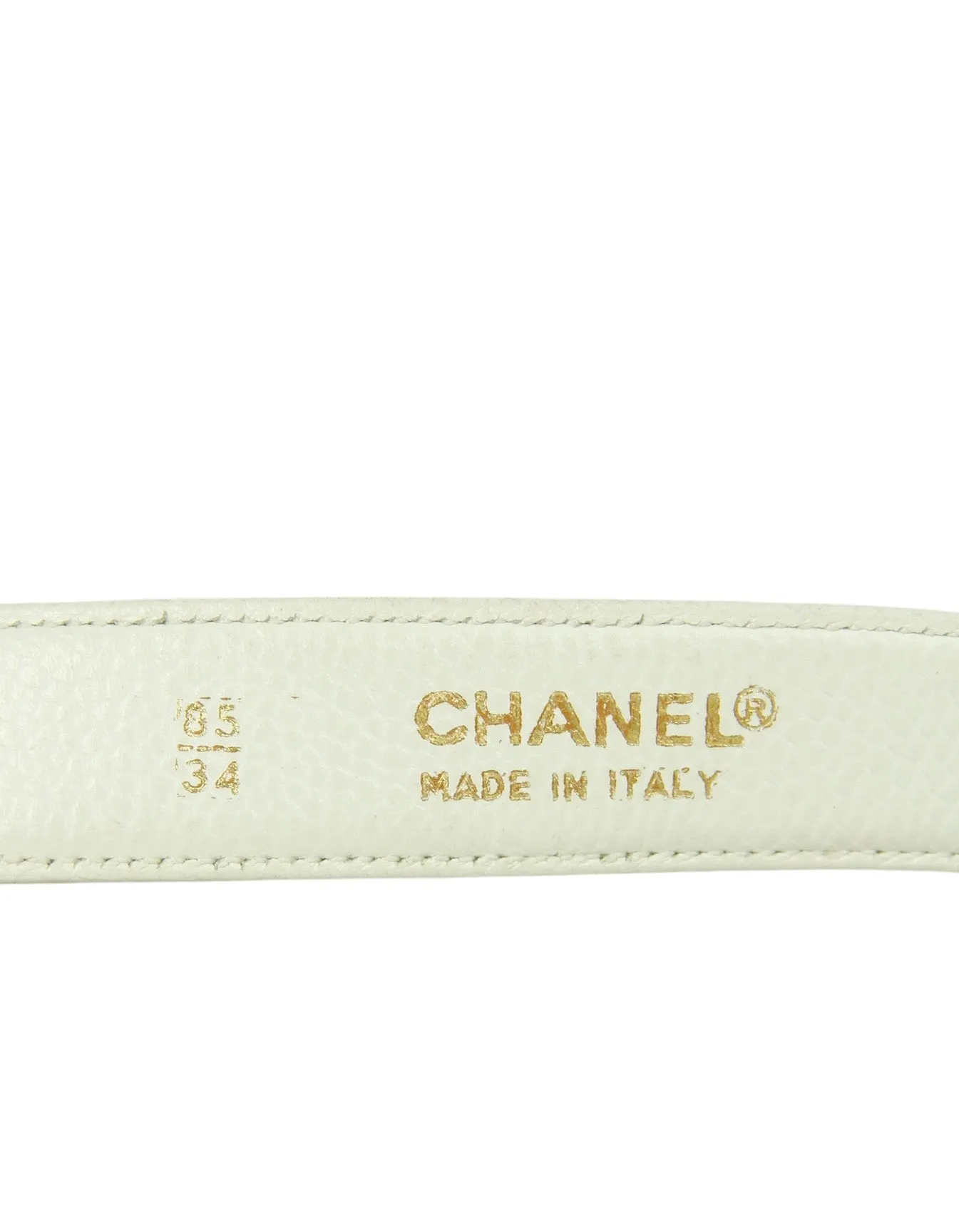 Chanel Vintage 1990s WhiteCaviar Leather Quilted Belt Bag sz 85/34"