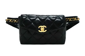 Chanel Vintage Black Lambskin Belt Bag