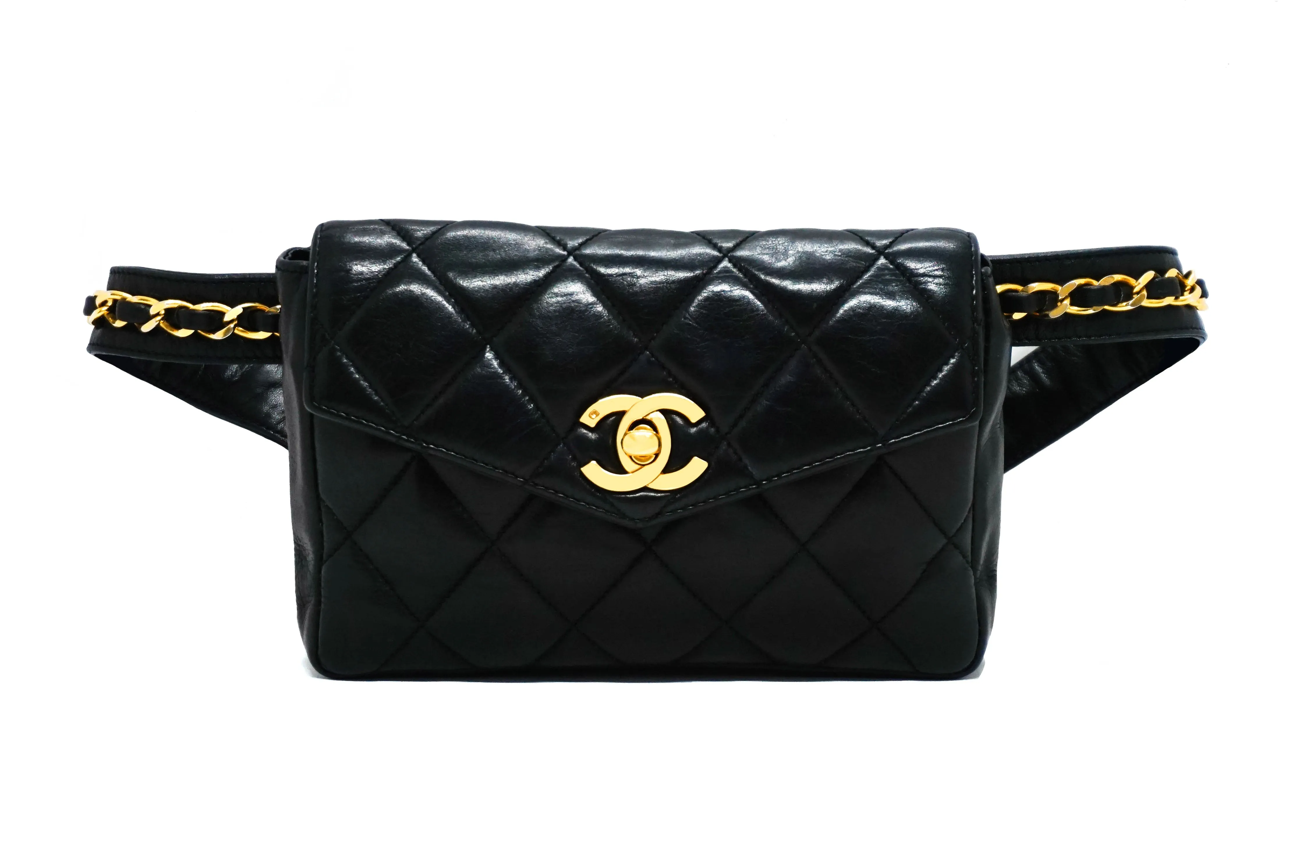 Chanel Vintage Black Lambskin Belt Bag