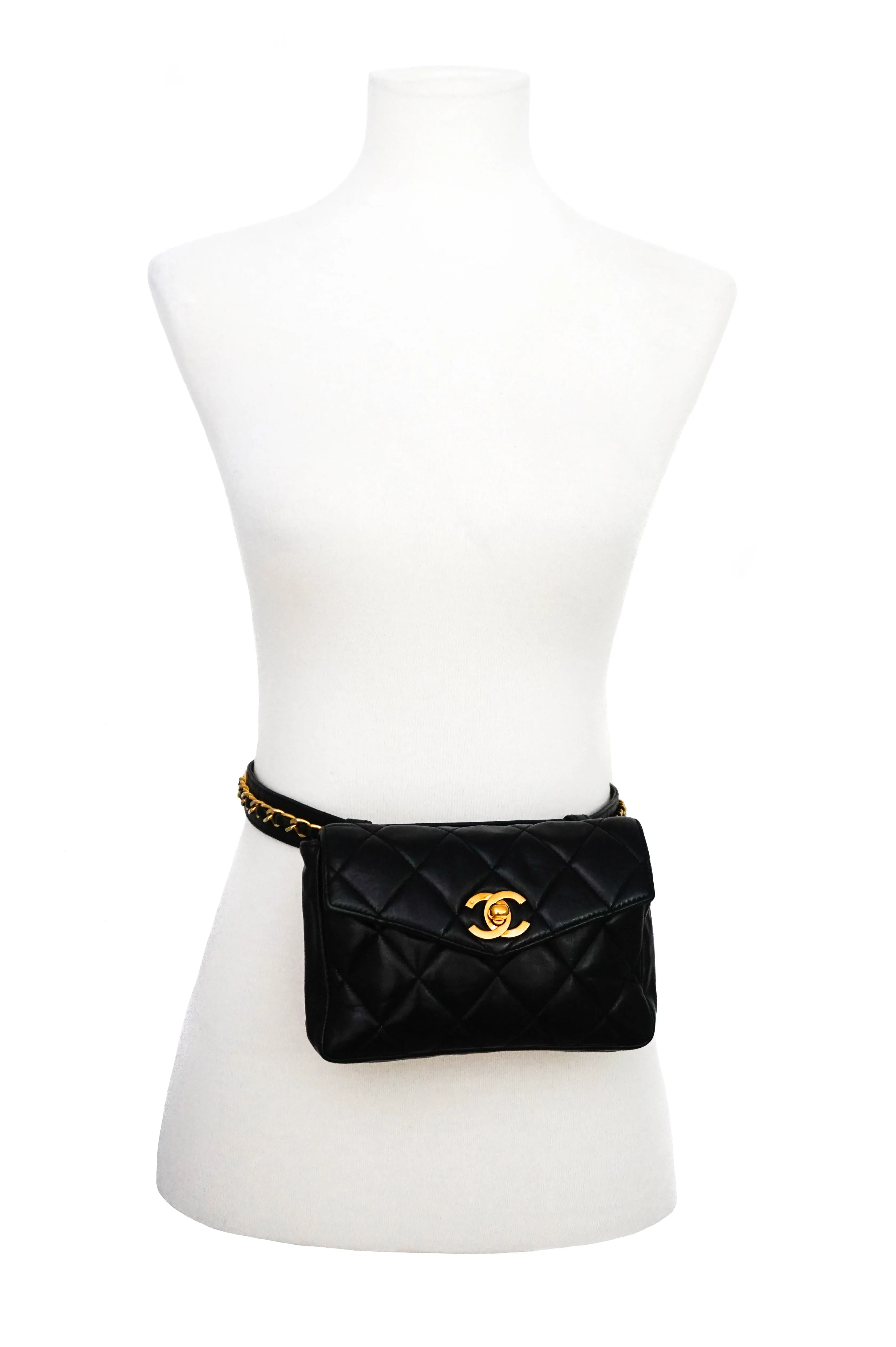 Chanel Vintage Black Lambskin Belt Bag