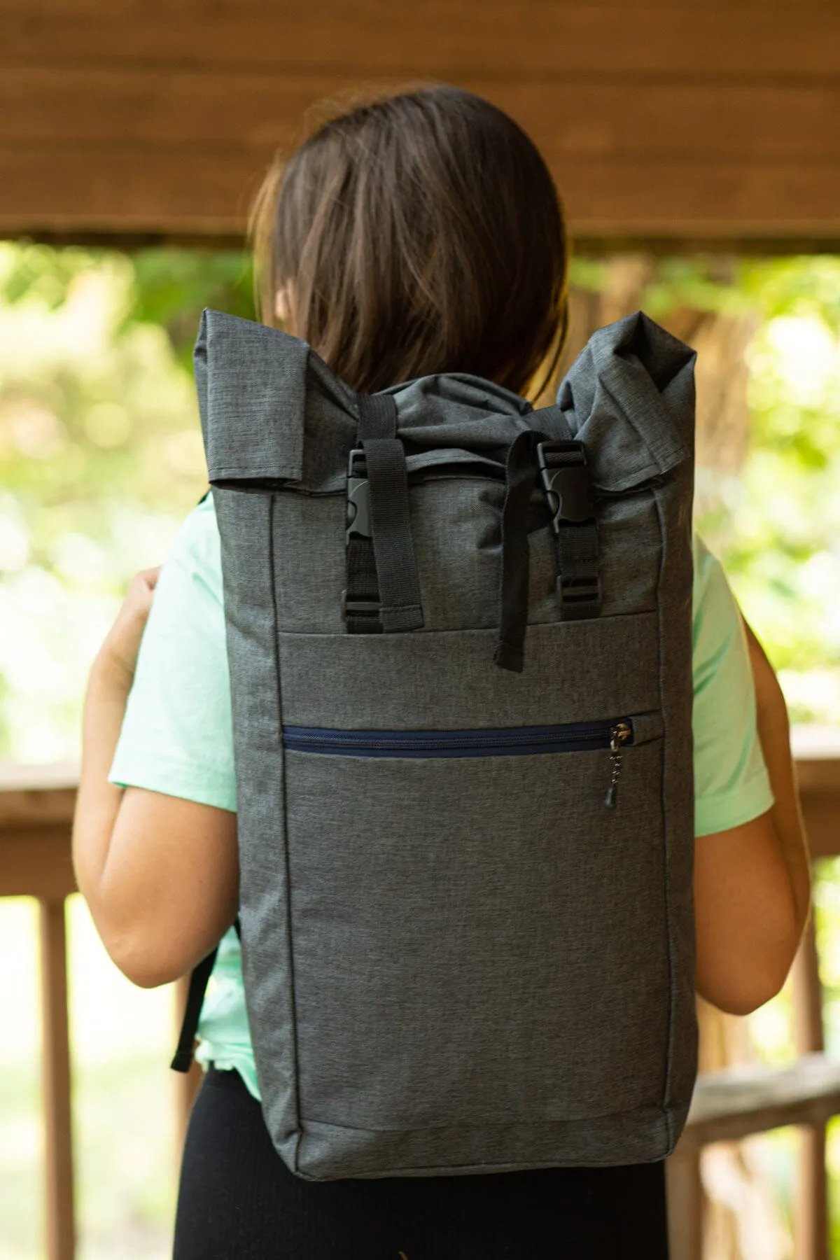 Charcoal Roll Top Duffel Backpack