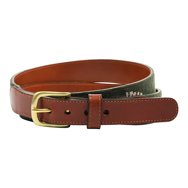 Charleston Belt Golf Forever Leather Needlepoint Belt