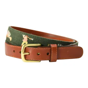 Charleston Belt Golf Forever Leather Needlepoint Belt