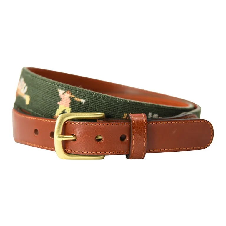 Charleston Belt Golf Forever Leather Needlepoint Belt