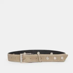 Charlie Reversible Riveted Belt | Black/Pew/Brushed Silver | Med
