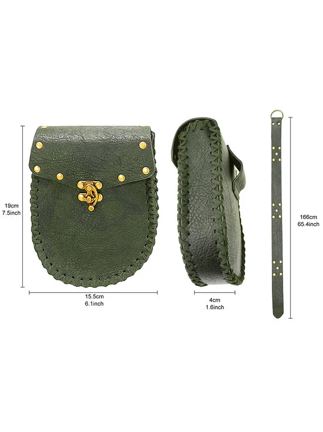 Charmian Unisex Renaissance Medieval Functional Leather Belt with Waist Bag Pouch