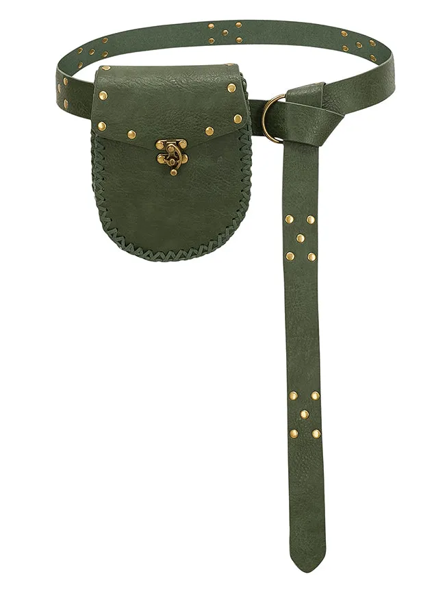 Charmian Unisex Renaissance Medieval Functional Leather Belt with Waist Bag Pouch