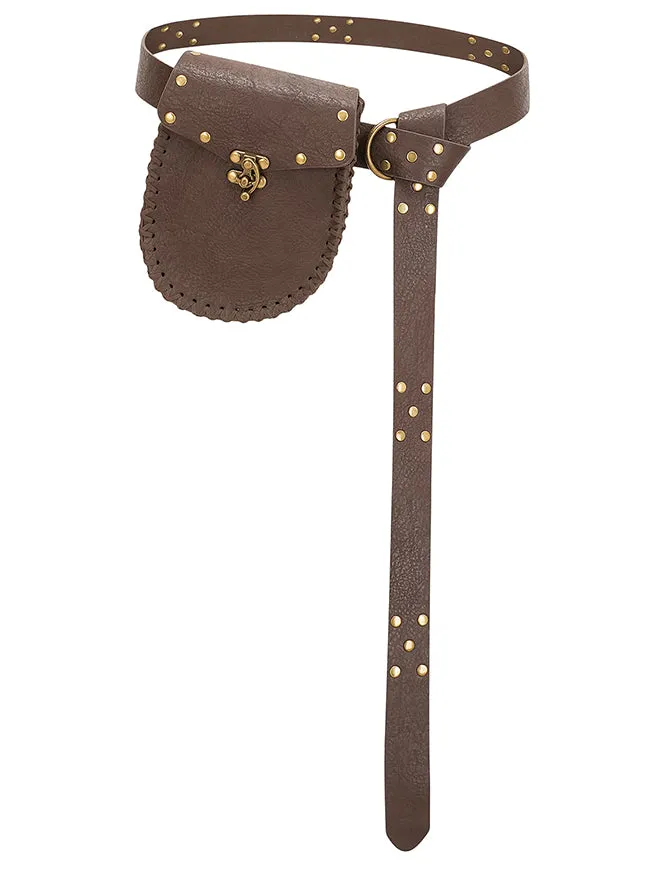 Charmian Unisex Renaissance Medieval Functional Leather Belt with Waist Bag Pouch