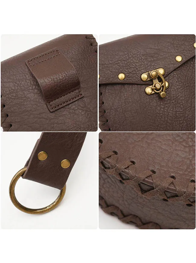 Charmian Unisex Renaissance Medieval Functional Leather Belt with Waist Bag Pouch