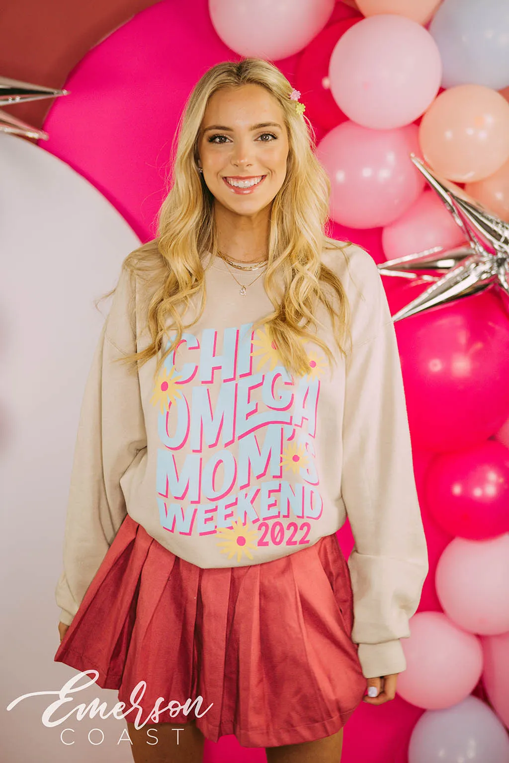 Chi Omega Floral Moms Weekend Sweatshirt