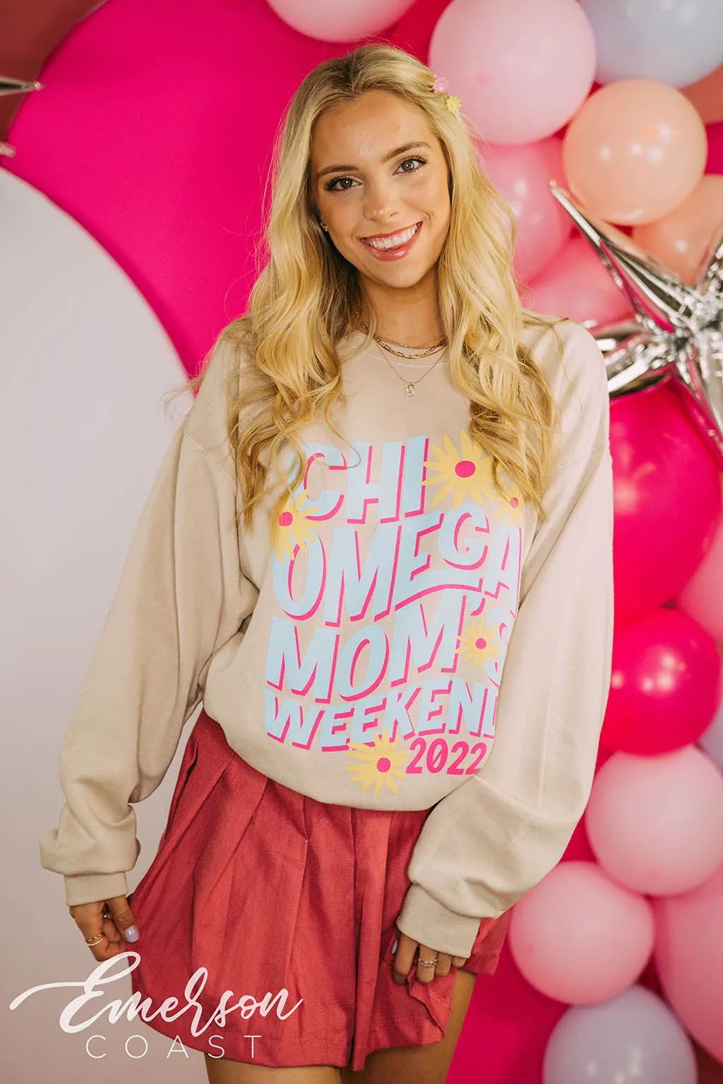 Chi Omega Floral Moms Weekend Sweatshirt
