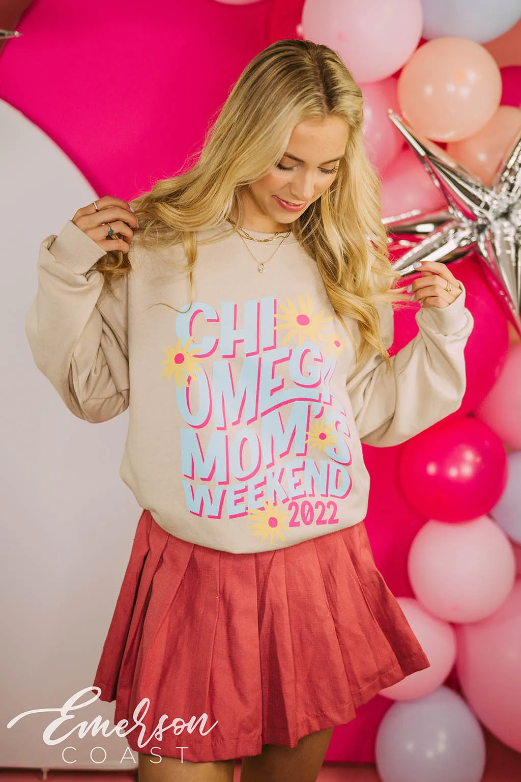 Chi Omega Floral Moms Weekend Sweatshirt