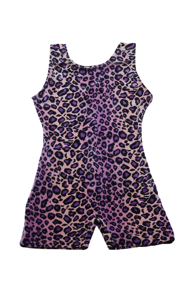 Child Velvet Leopard Gym Biketard