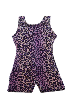 Child Velvet Leopard Gym Biketard