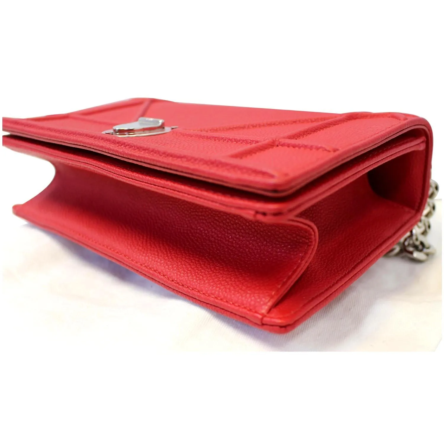 CHRISTIAN DIOR Diorama Flap Red Grained Leather Small Shoulder Bag - Last Call