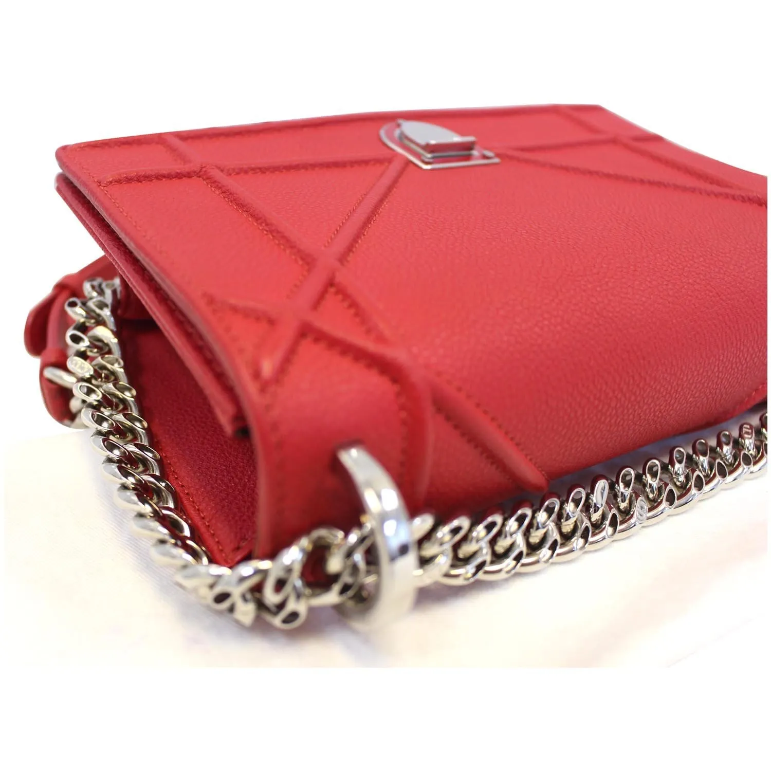 CHRISTIAN DIOR Diorama Flap Red Grained Leather Small Shoulder Bag - Last Call