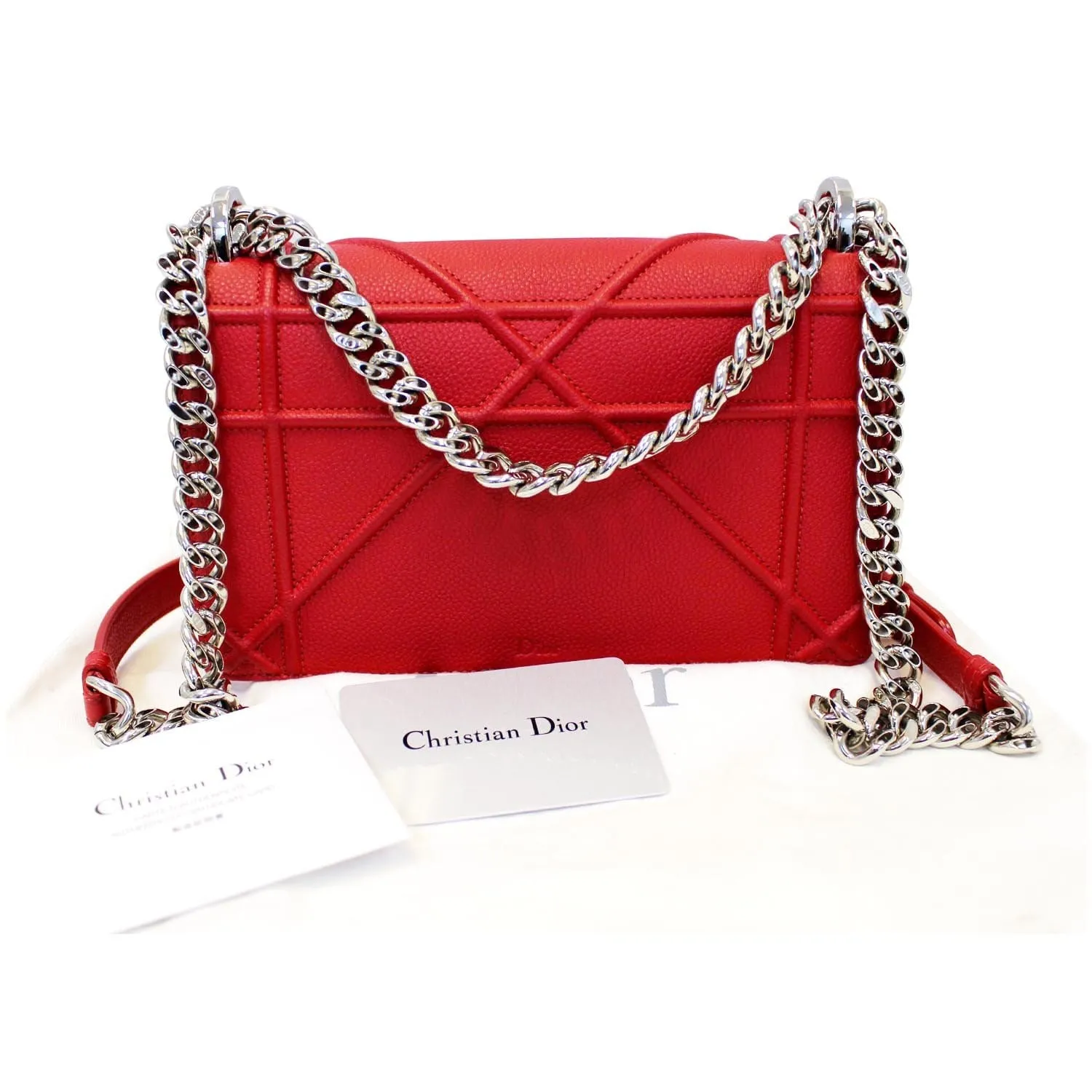 CHRISTIAN DIOR Diorama Flap Red Grained Leather Small Shoulder Bag - Last Call