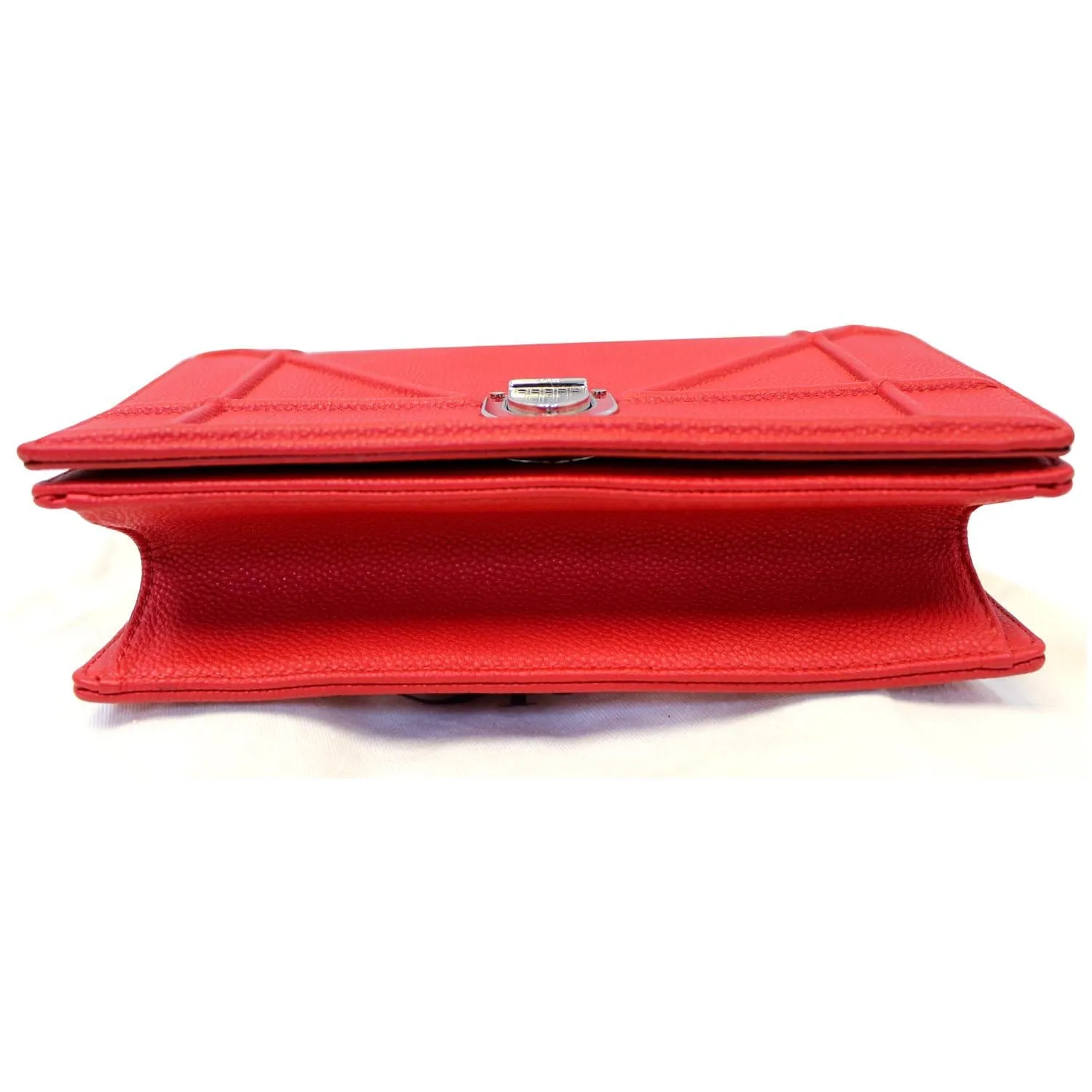 CHRISTIAN DIOR Diorama Flap Red Grained Leather Small Shoulder Bag - Last Call