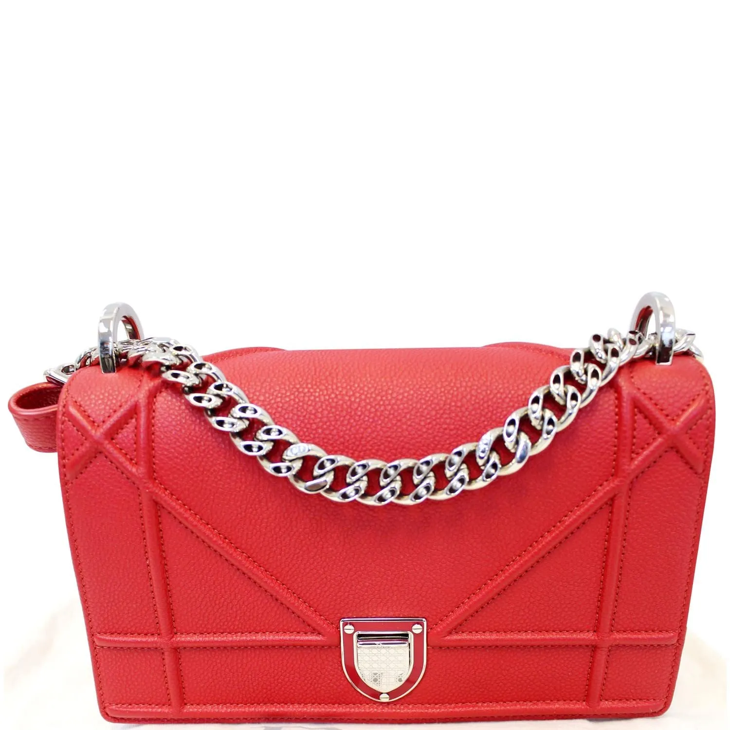 CHRISTIAN DIOR Diorama Flap Red Grained Leather Small Shoulder Bag - Last Call