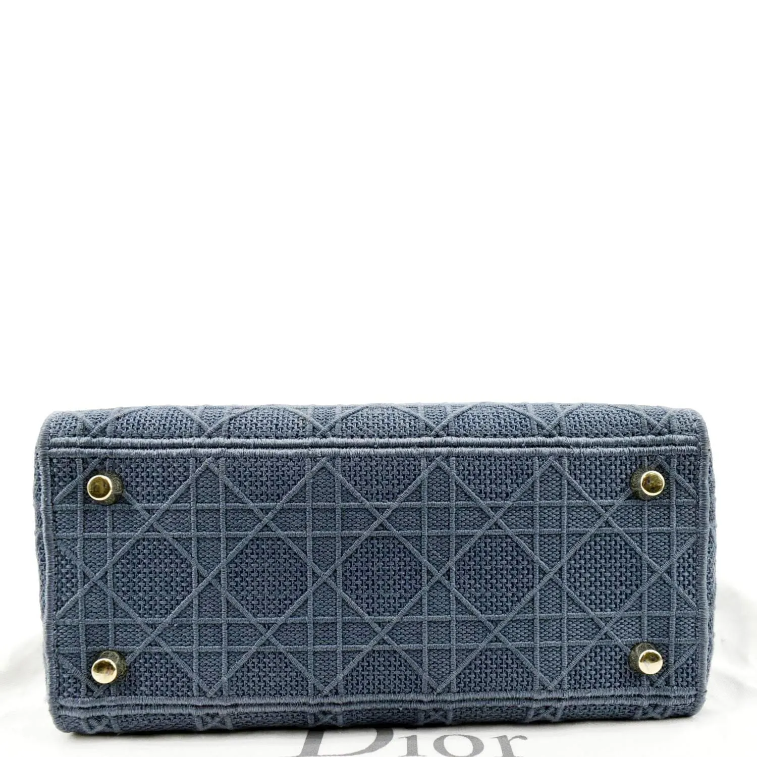 CHRISTIAN DIOR Lady D-Lite Embroidered Canvas Crossbody Bag Denim Blue