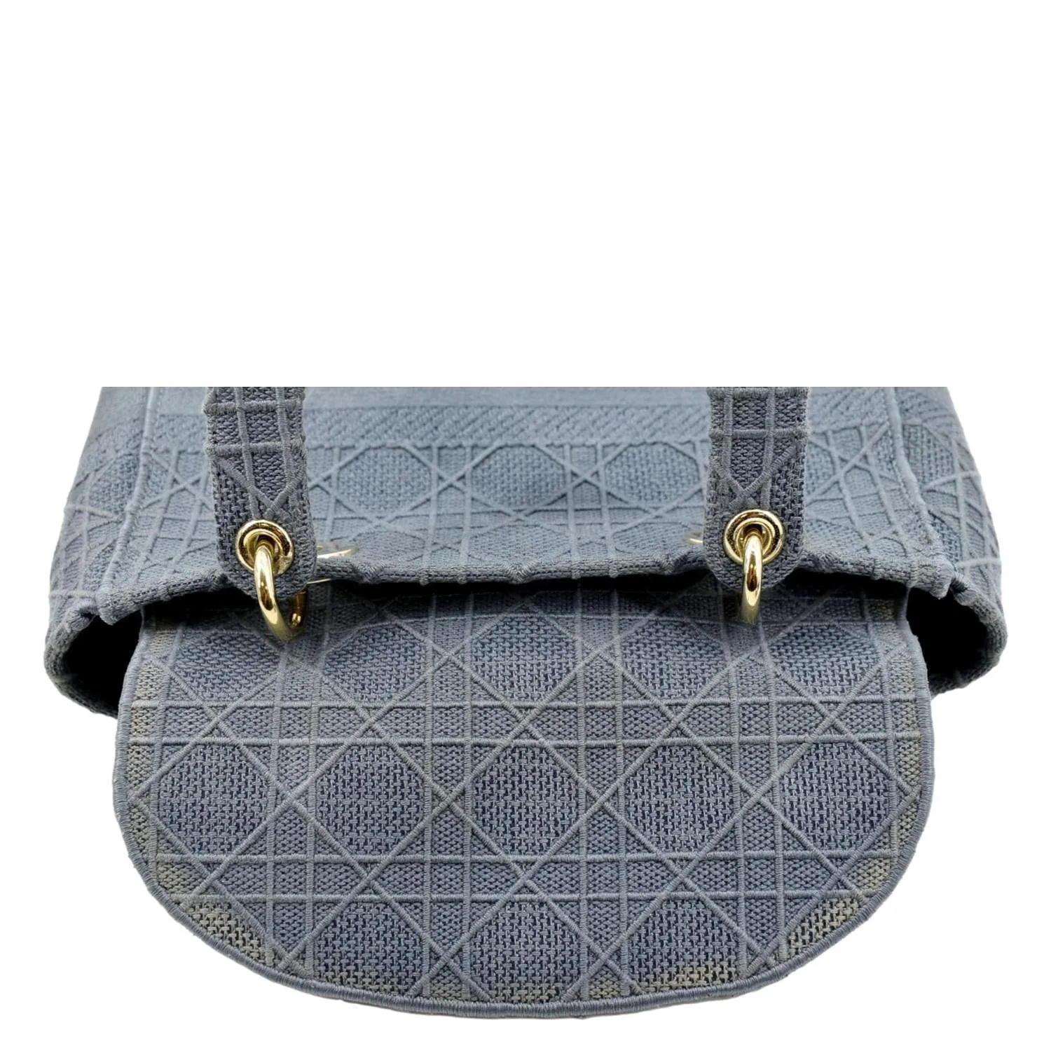 CHRISTIAN DIOR Lady D-Lite Embroidered Canvas Crossbody Bag Denim Blue
