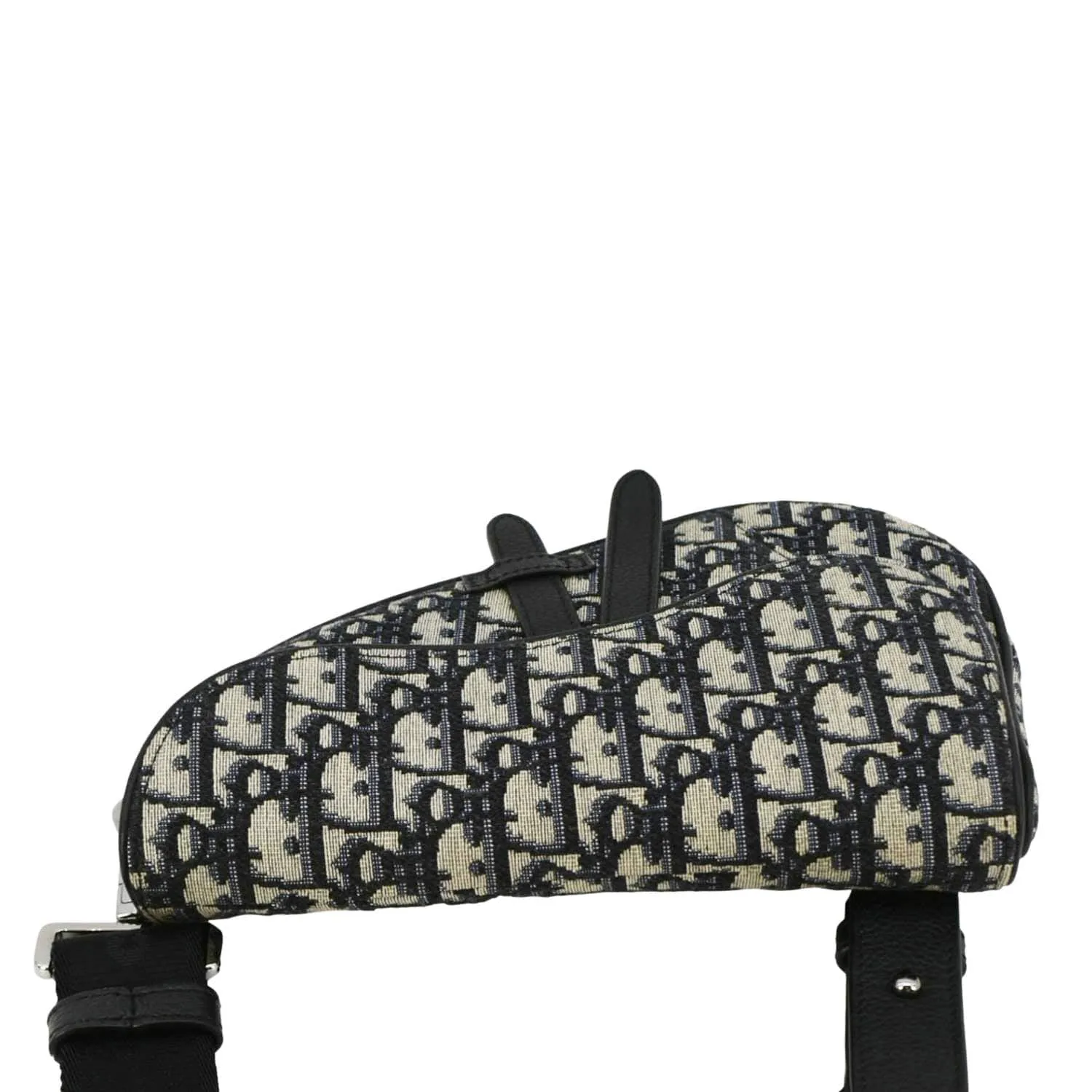 CHRISTIAN DIOR Saddle Oblique Jacquard Belt Crossbody Bag Navy Blue