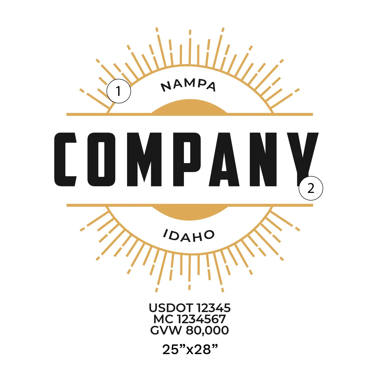 Company Name Truck Door Decal (USDOT), 2 Pack