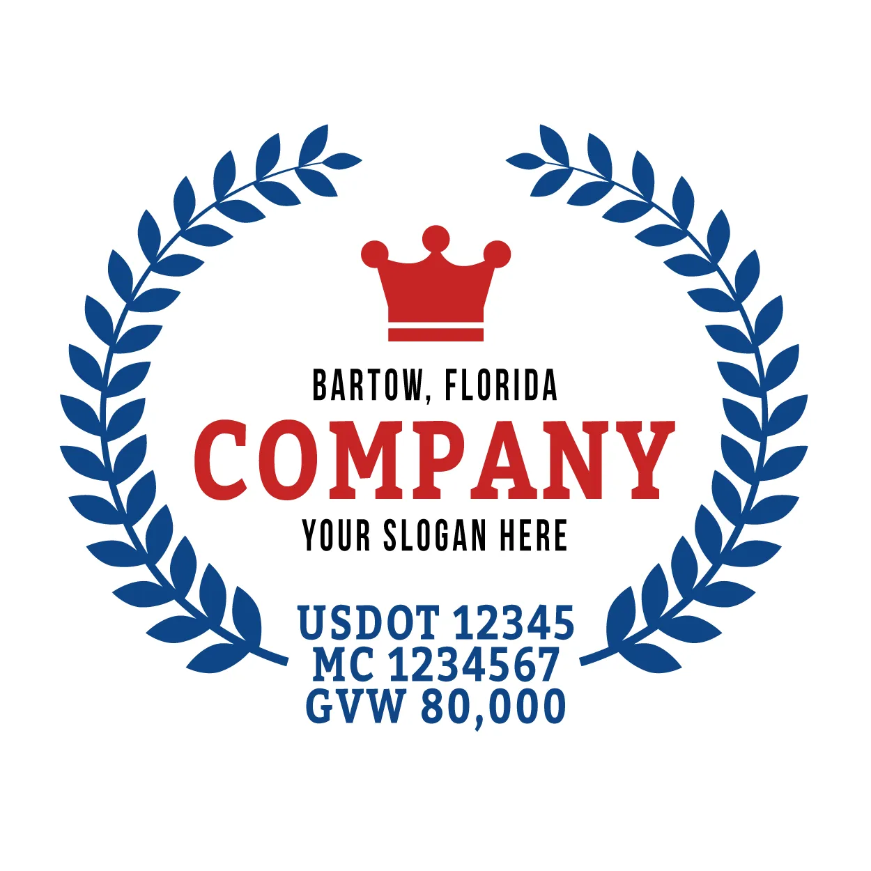 Company Name Truck Door Decal (USDOT), 2 Pack