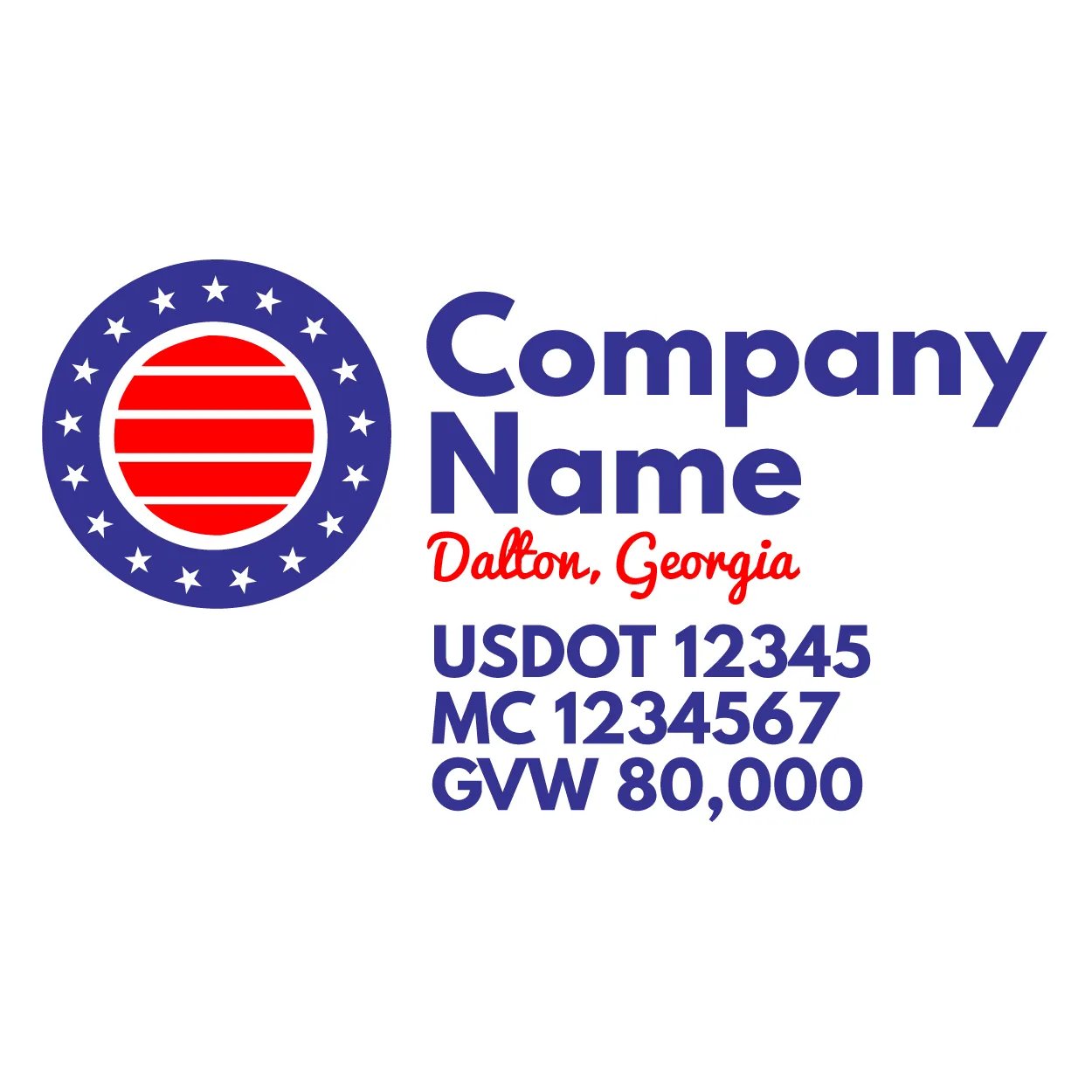 Company Name Truck Door Decal (USDOT), 2 Pack