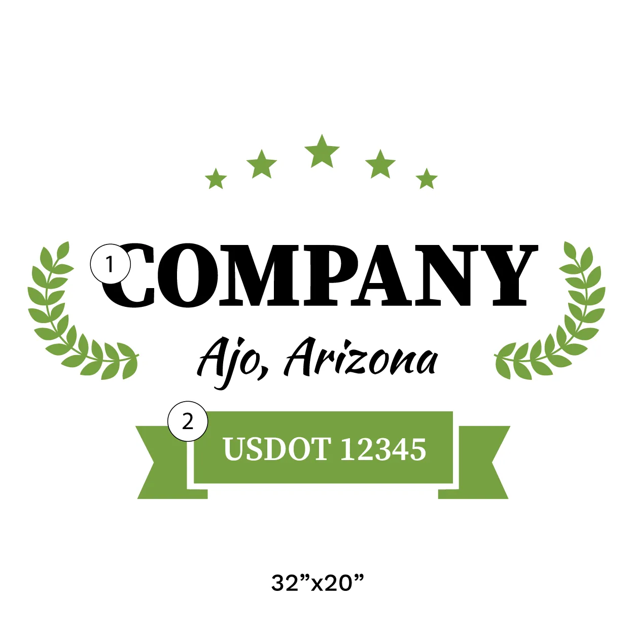 Company Name Truck Door Decal (USDOT), 2 Pack