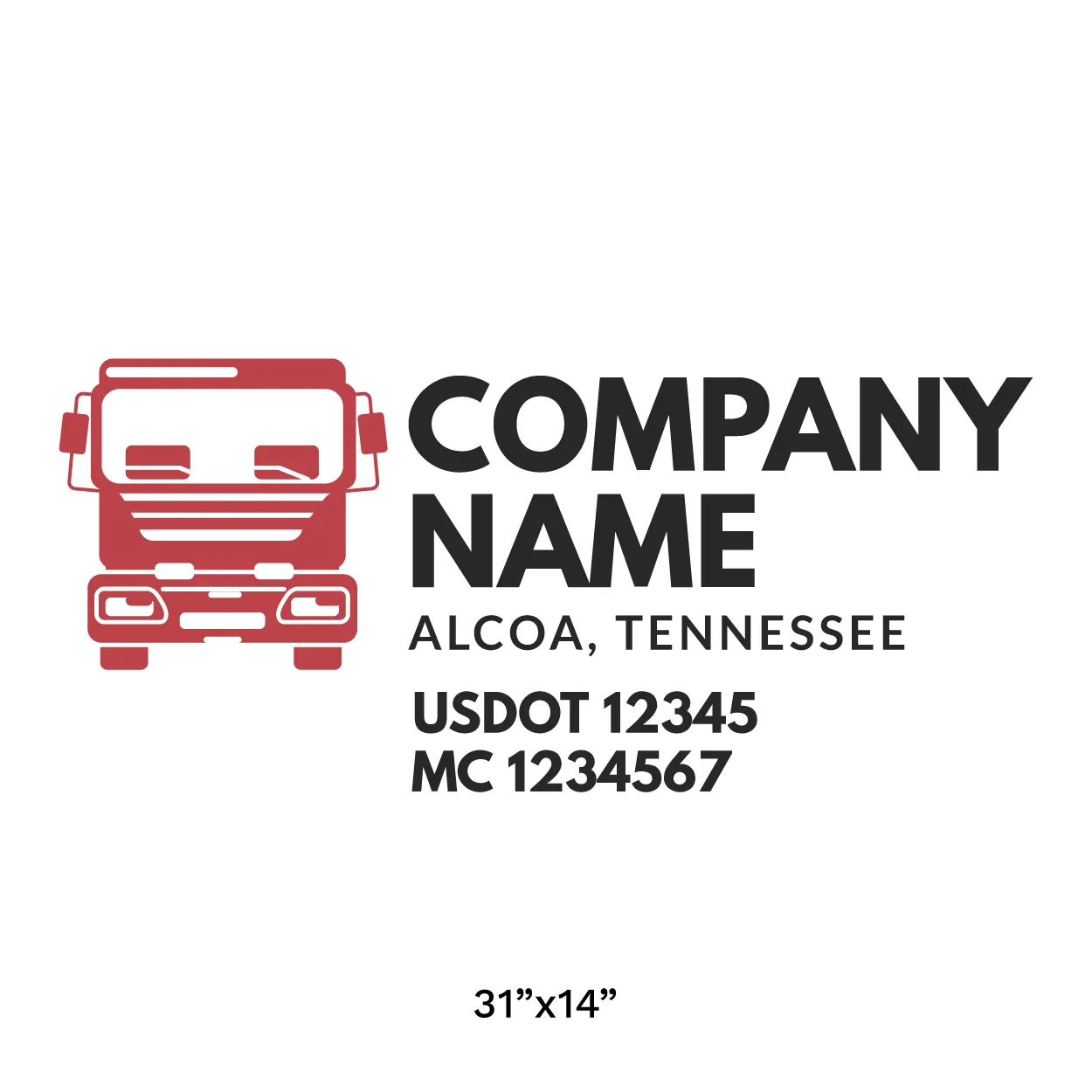 Company Name Truck Door Decal (USDOT), 2 Pack
