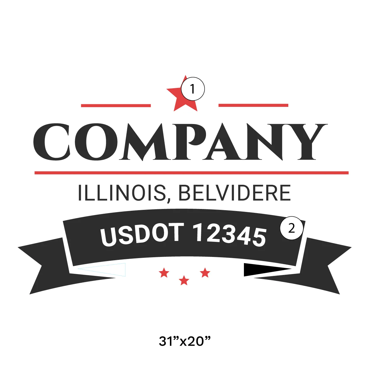 Company Name Truck Door Decal (USDOT), 2 Pack