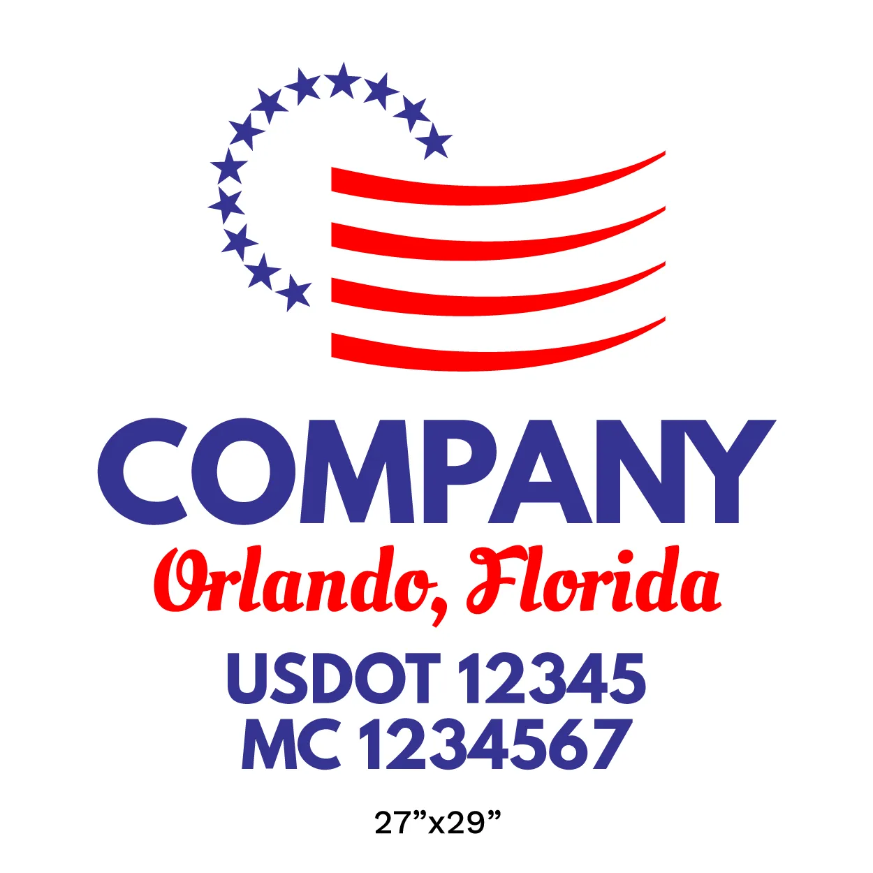 Company Name Truck Door Decal (USDOT), 2 Pack