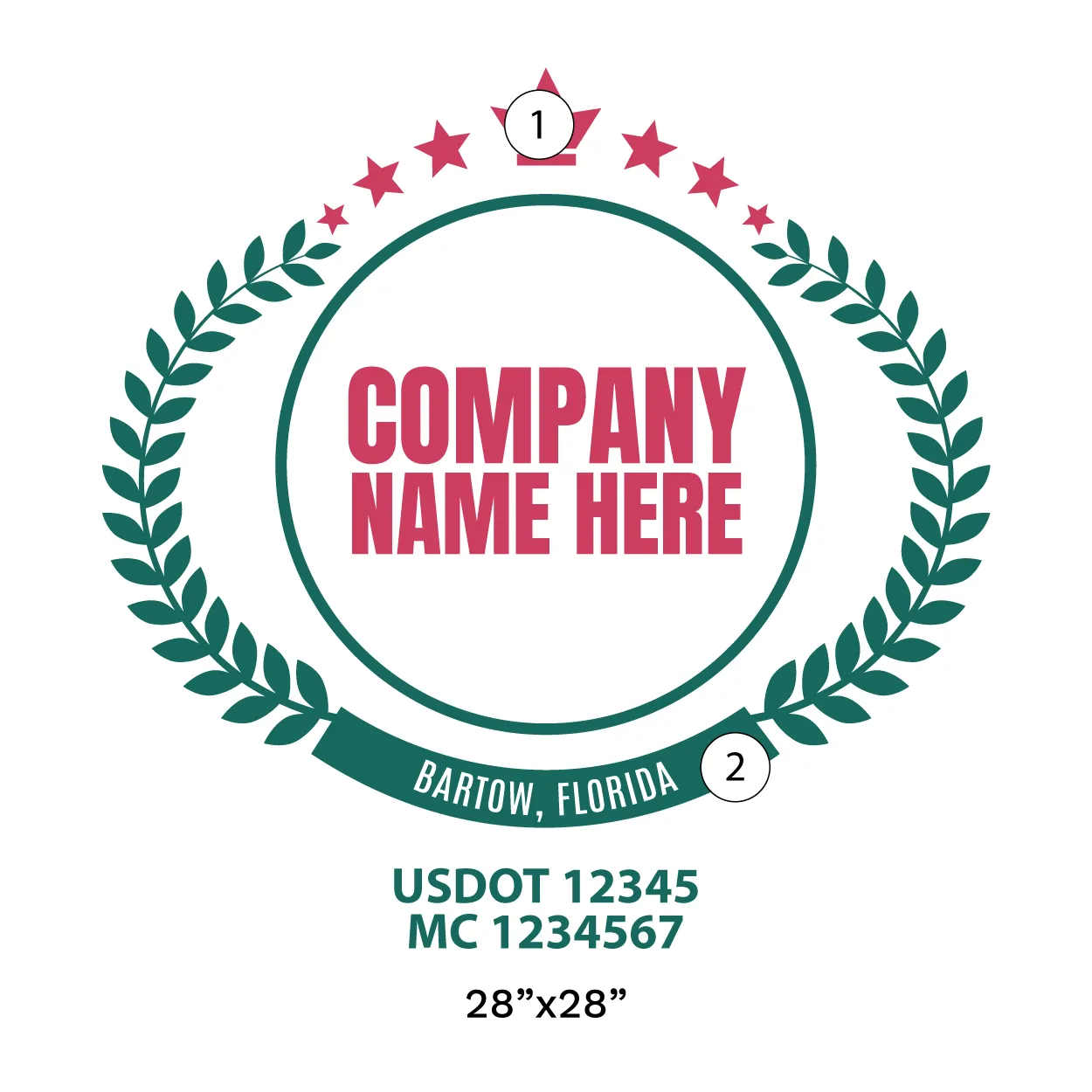Company Name Truck Door Decal (USDOT), 2 Pack