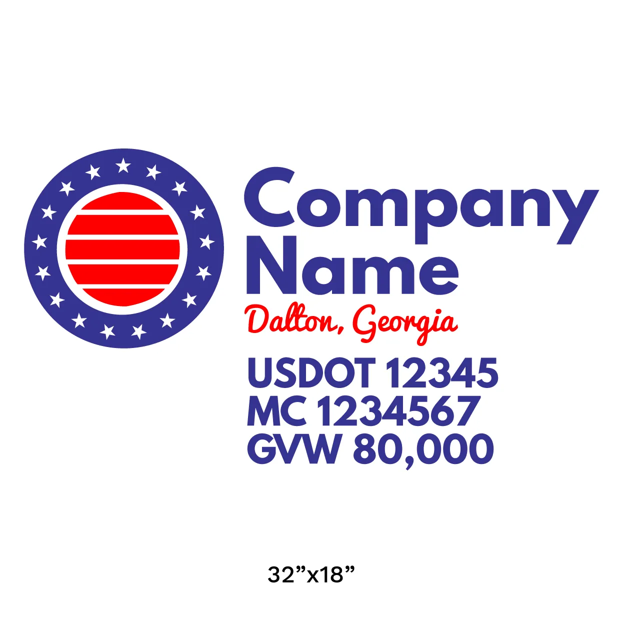 Company Name Truck Door Decal (USDOT), 2 Pack