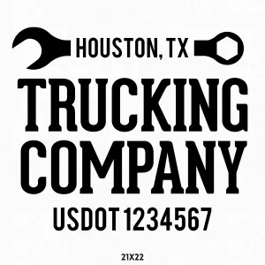 Company Truck Door Lettering With US DOT Decal Sticker, 2 Pack