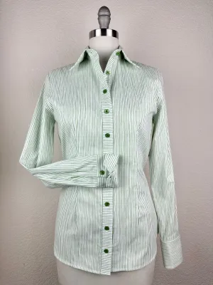 CR Tradition Botanic Green and White Pencil Stripe- FINAL SALE