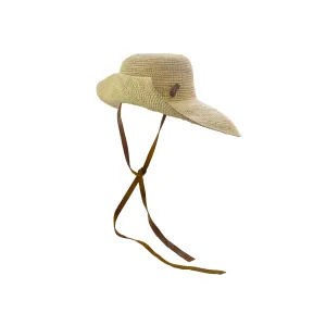 Crochet Hippie hat Extra Long Brim with Leather band