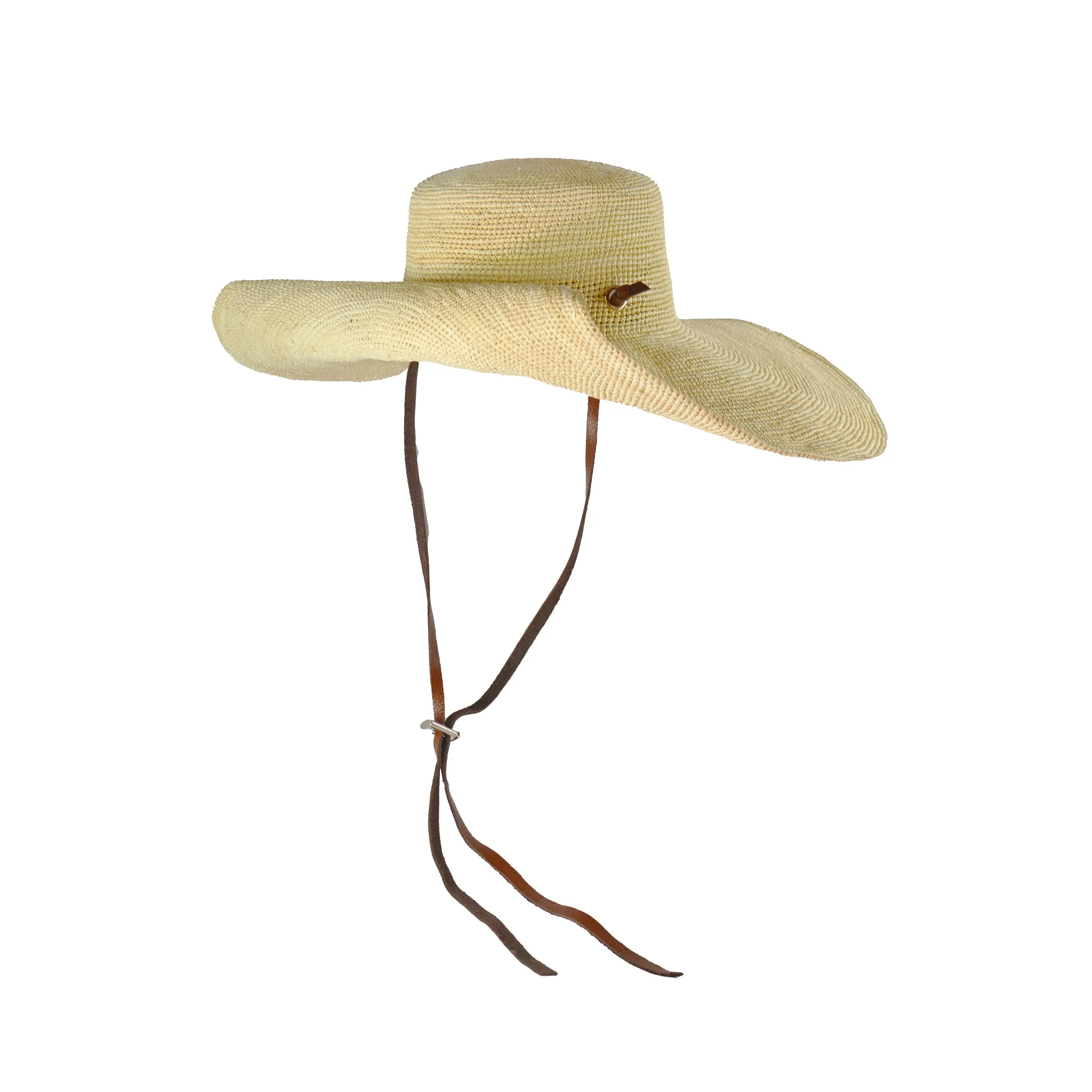 Crochet Hippie hat Extra Long Brim with Leather band