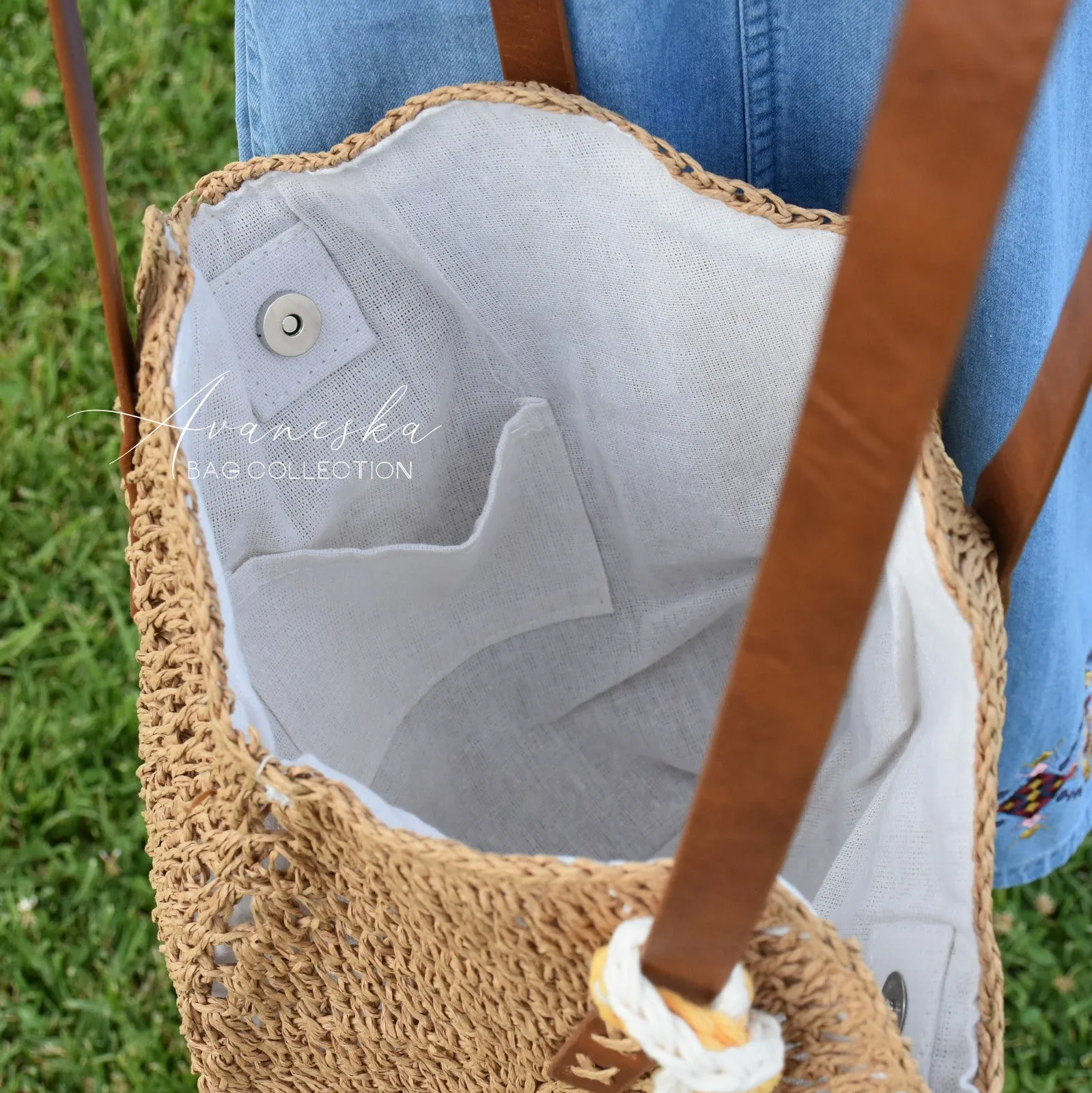 Crochet Raffia Straw Bag | The SILVIA