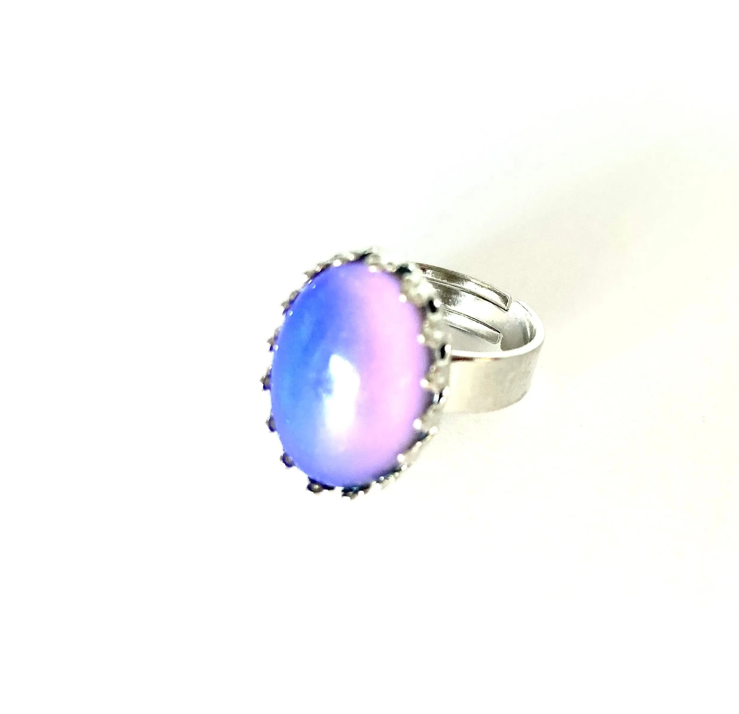 Crown Setting Mood Ring Dark Silver Shade